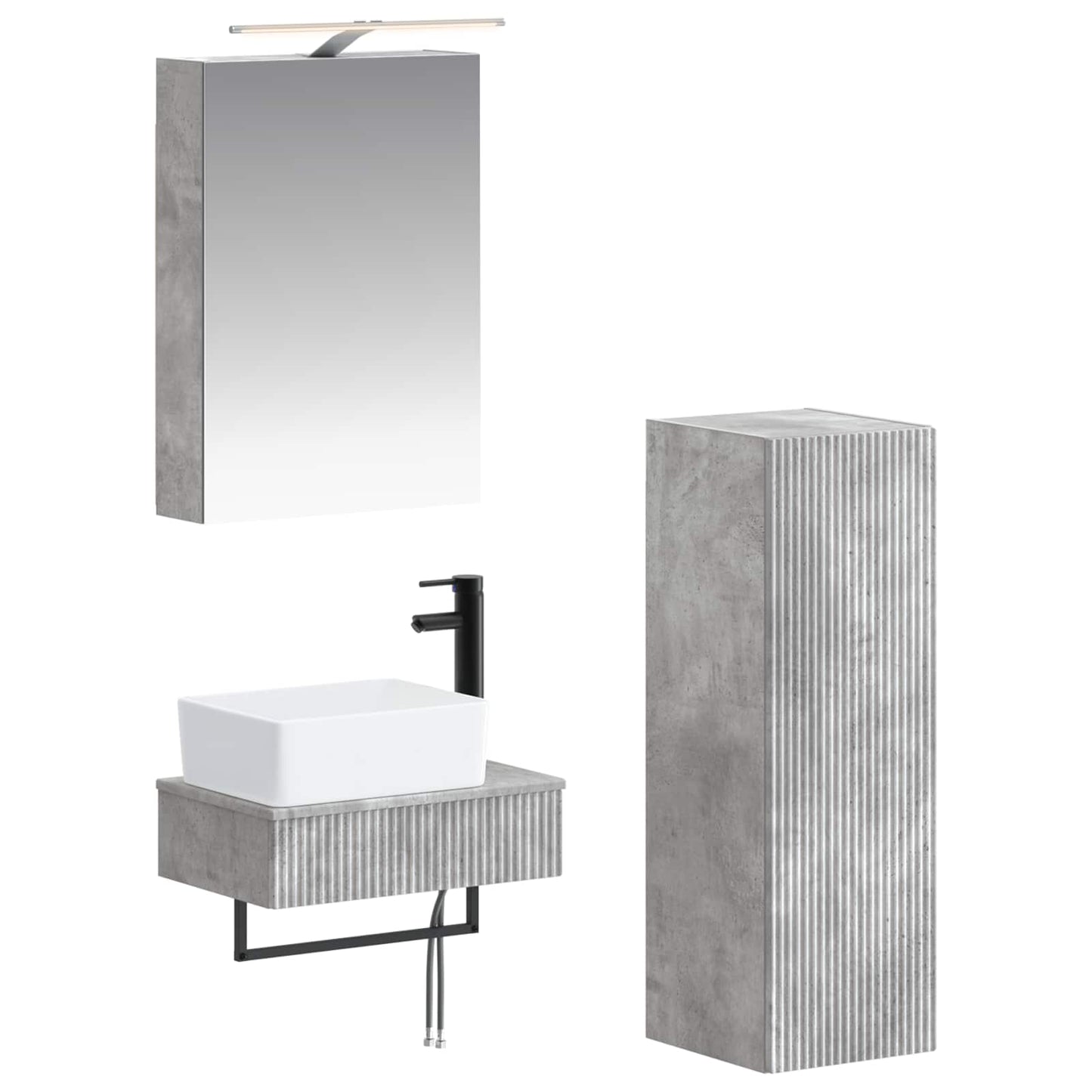 Bathroom Cabinet Set 4 pcs Concrete Grey 50 x 14.5 x 70 cm