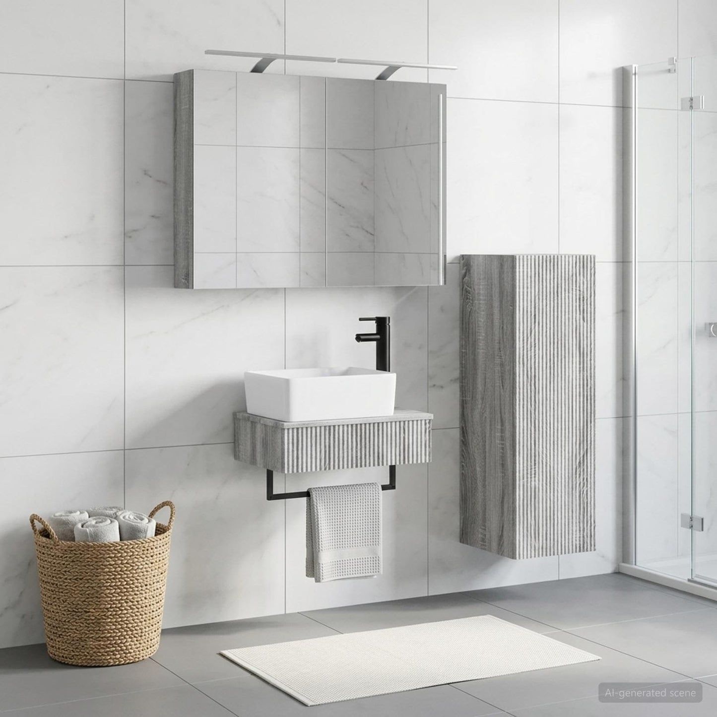 Bathroom Cabinet Set 4 pcs Grey Sonoma Engineered Wood