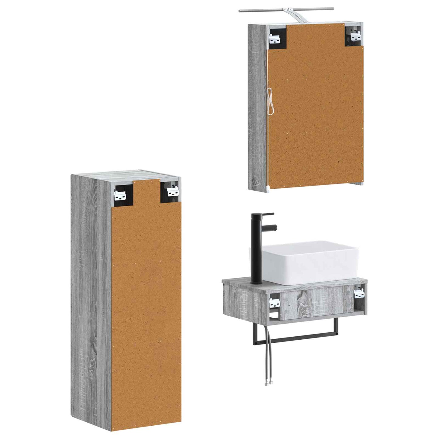 Bathroom Cabinet Set 4 pcs Grey Sonoma 50 x 14.5 x 70 cm