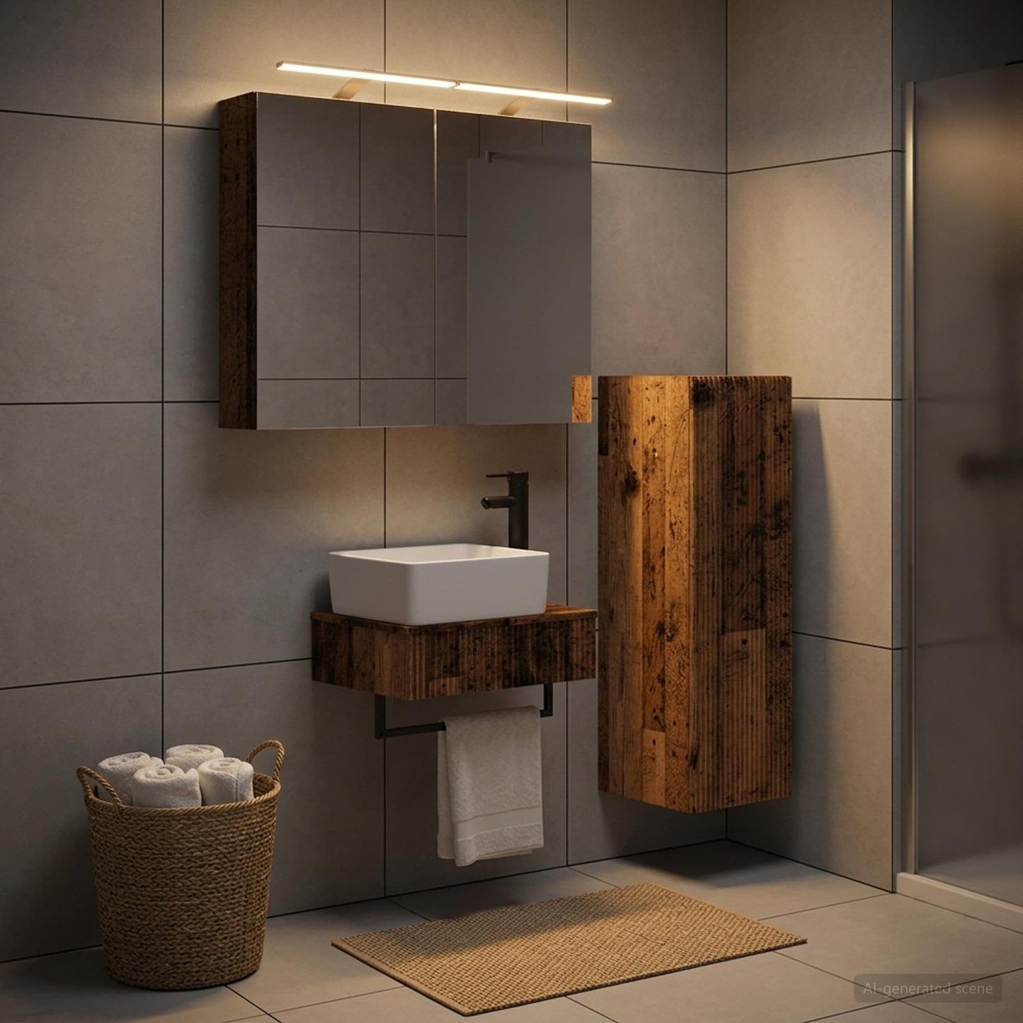 Bathroom Cabinet Set 4 pcs Old Wood Engineered Wood