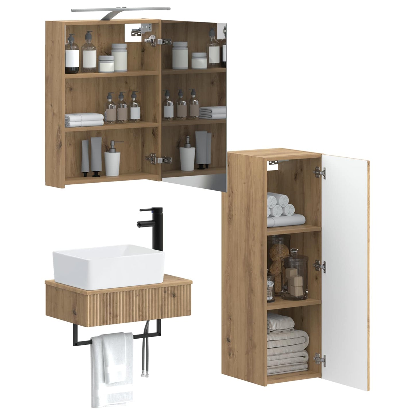 Bathroom Cabinet Set 4 pcs Artisan Oak 50 x 14.5 x 70 cm