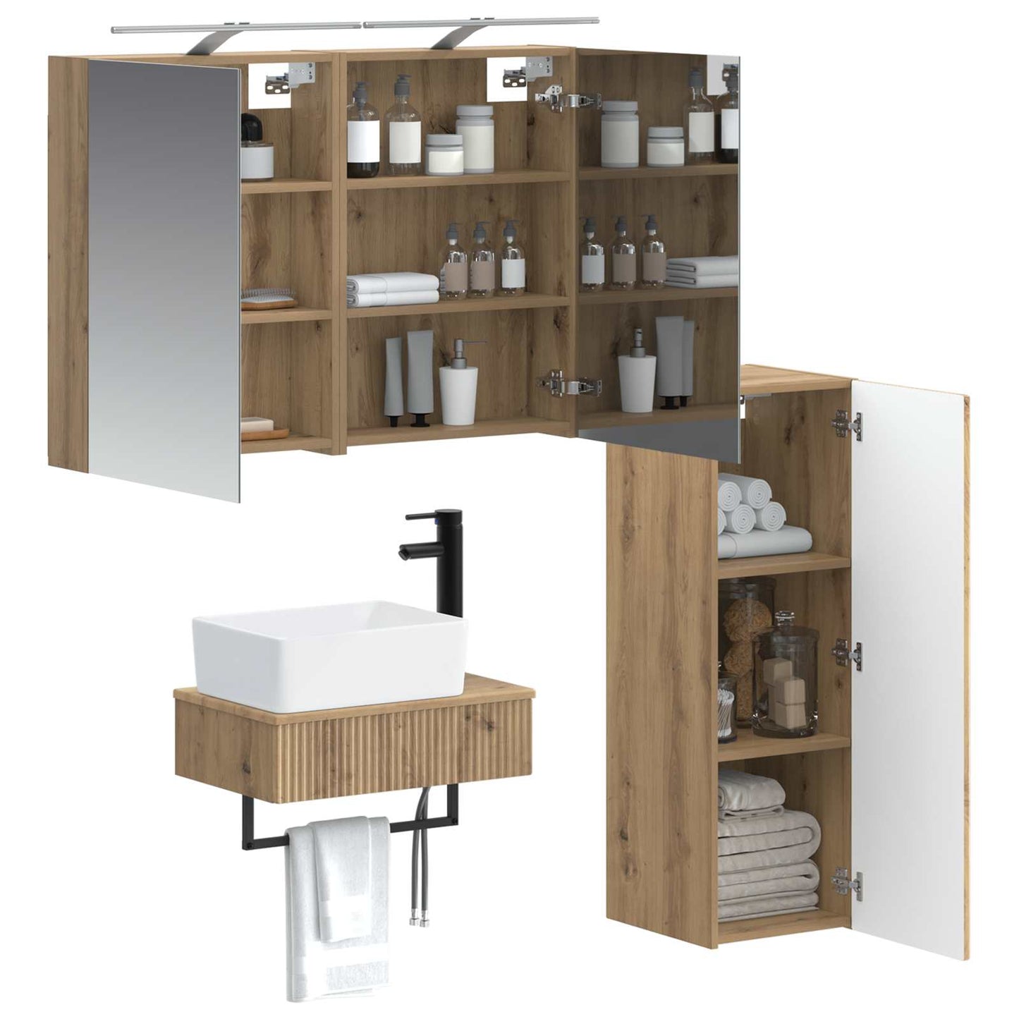 Bathroom Cabinet Set 4 pcs Artisan Oak 50 x 14.5 x 70 cm