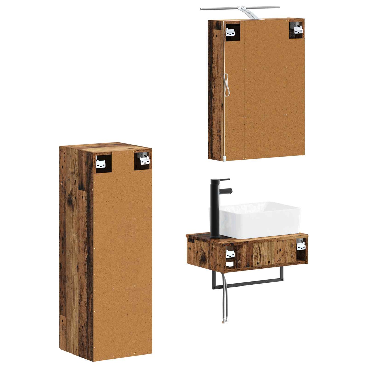 Bathroom Cabinet Set 4 pcs Old Wood 50 x 14.5 x 70 cm