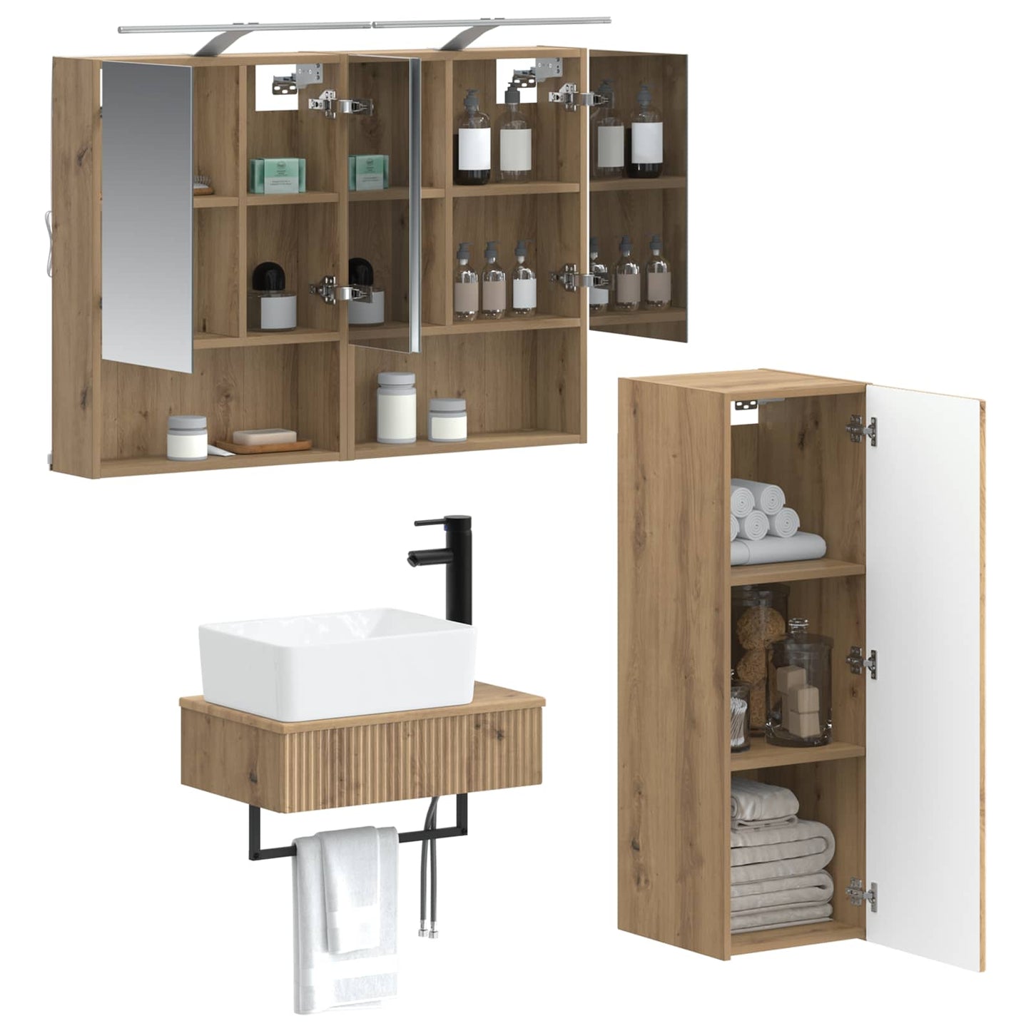 Bathroom Cabinet Set 4 pcs Artisan Oak 50 x 14.5 x 70 cm