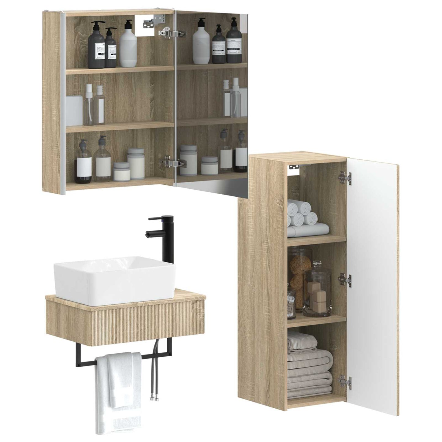 Bathroom Furniture Set 4 pcs Sonoma Oak
