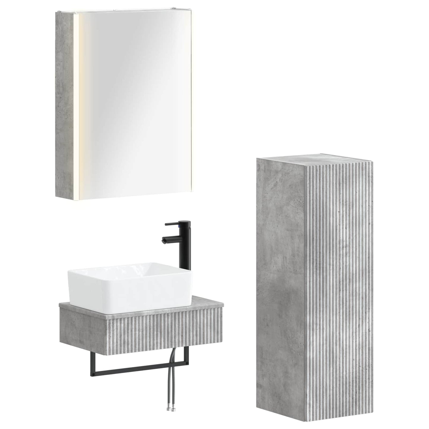 Bathroom Furniture Set 4 pcs Concrete Grey
