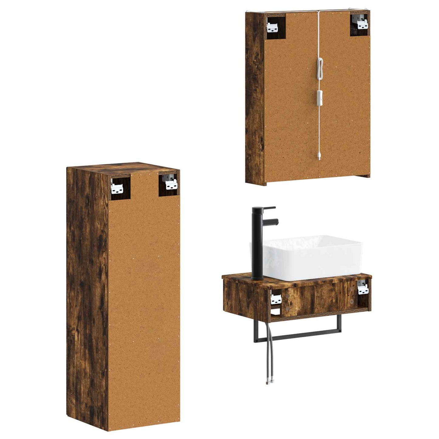 Bathroom Furniture Set 4 pcs Smoked Oak