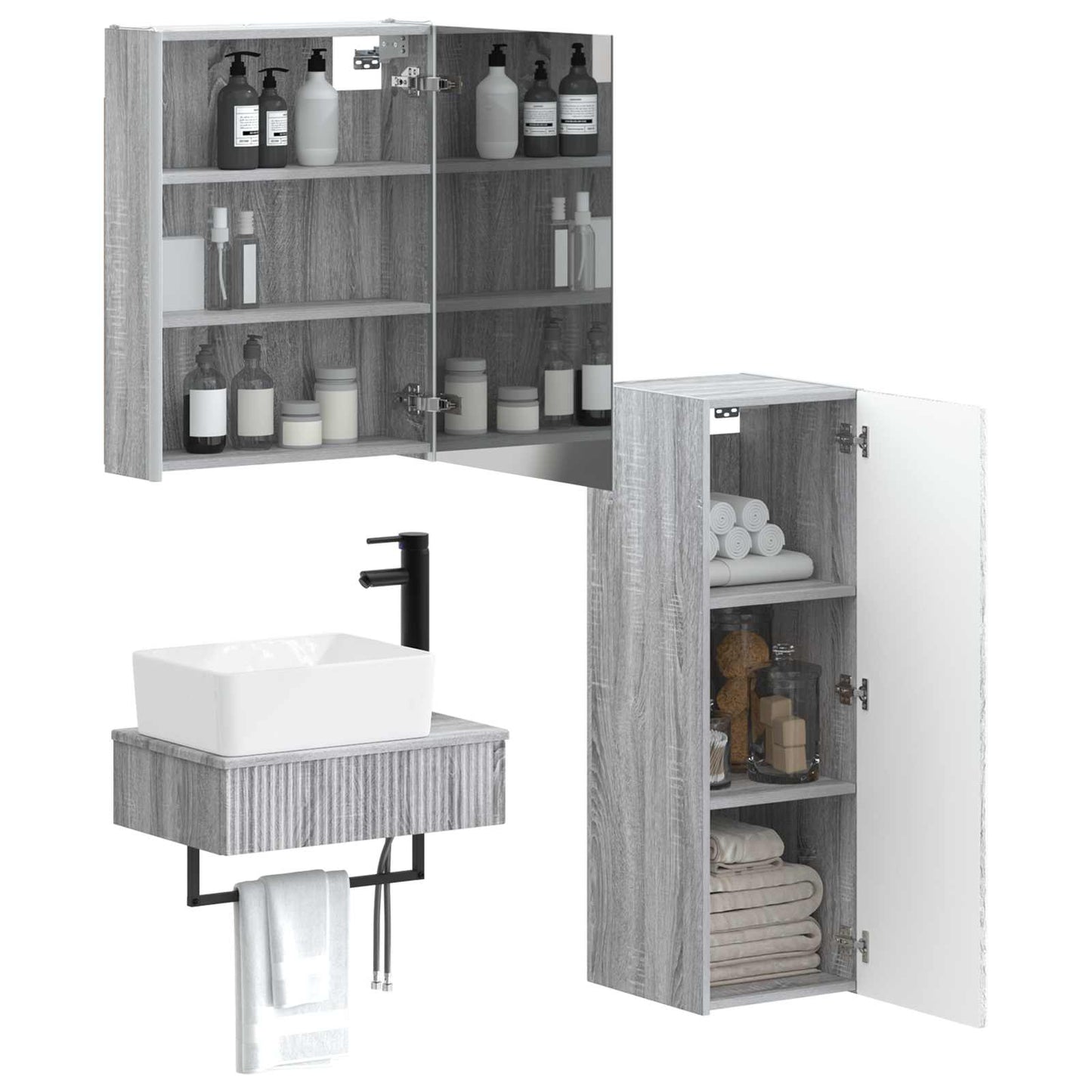 Bathroom Furniture Set 4 pcs Grey Sonoma