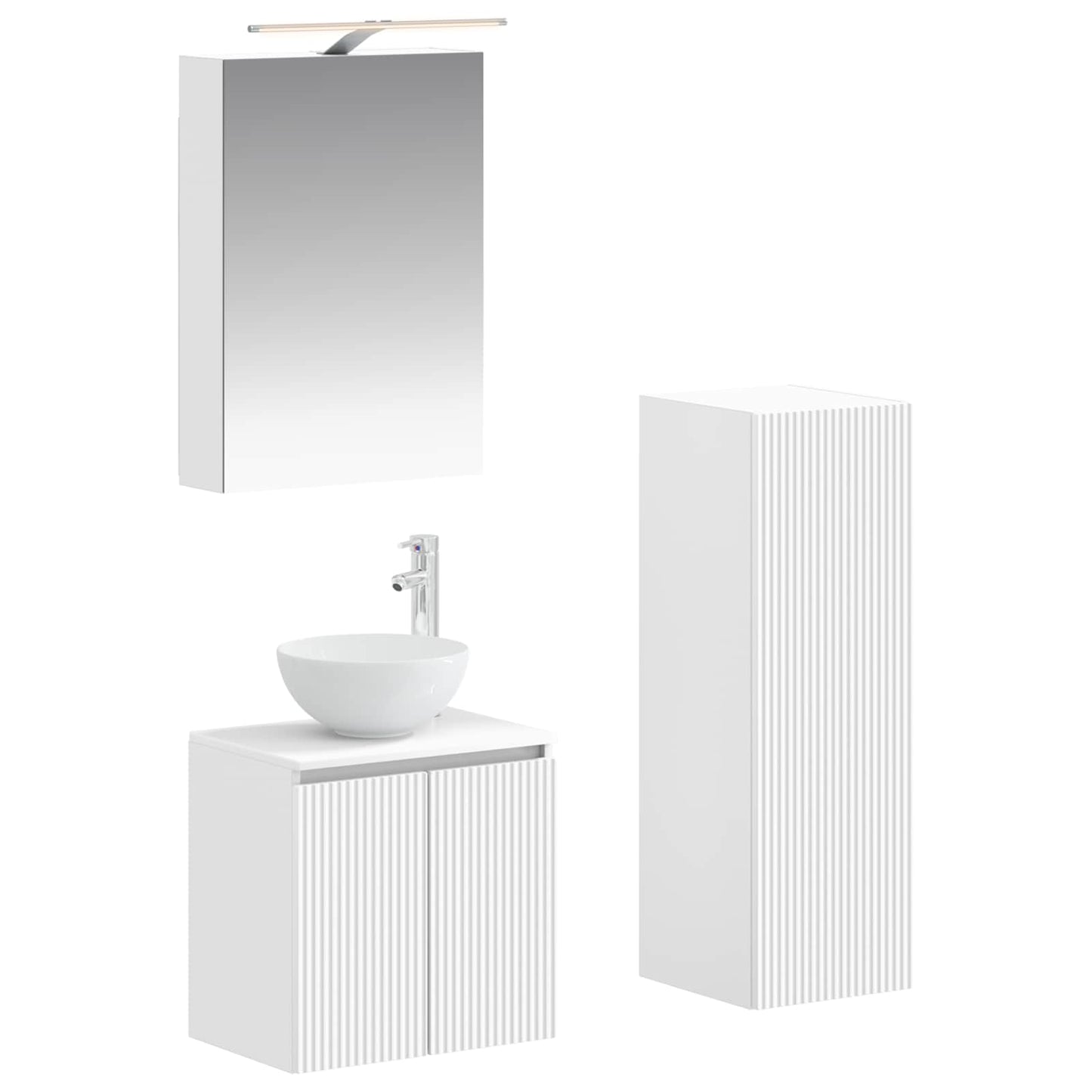 Bathroom Furniture Set 4 pcs White Engineered Wood and Glass