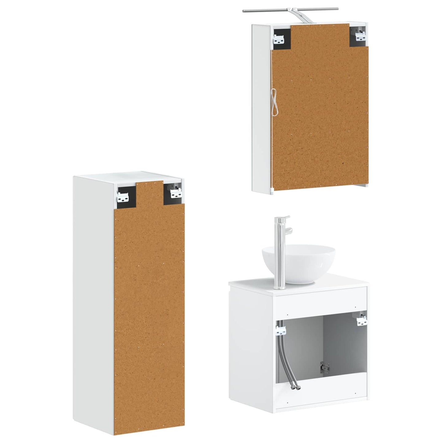 Bathroom Furniture Set 4 pcs White Engineered Wood and Glass