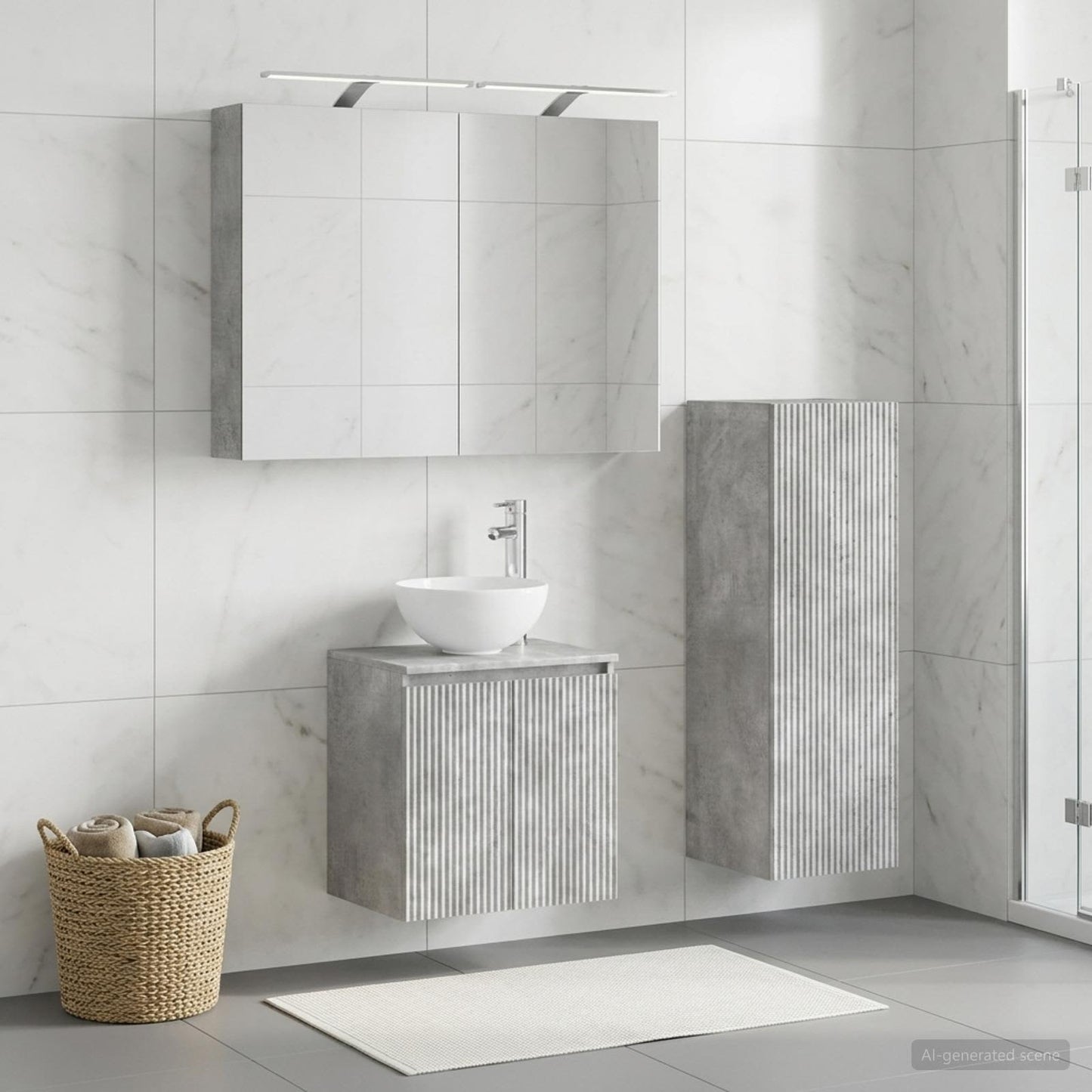 Bathroom Furniture Set 4 pcs Concrete Grey