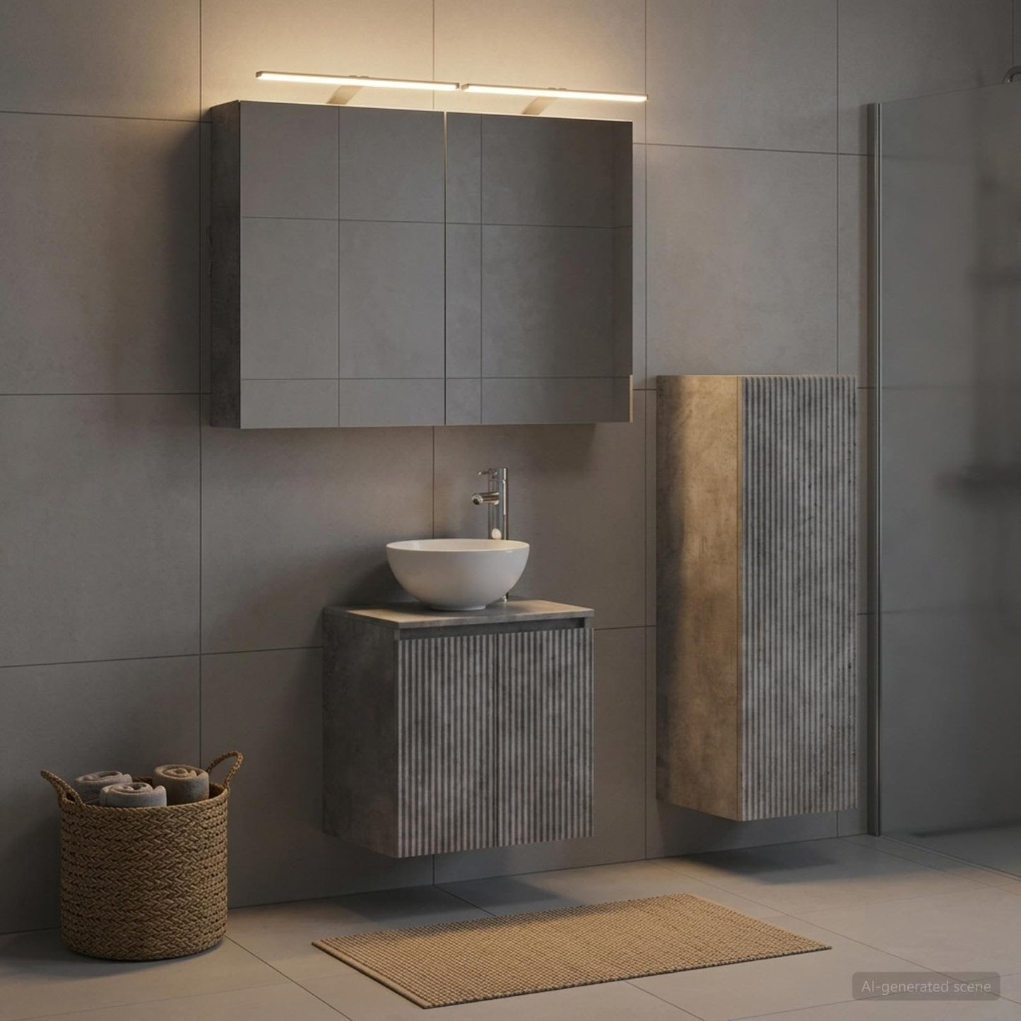 Bathroom Furniture Set 4 pcs Concrete Grey