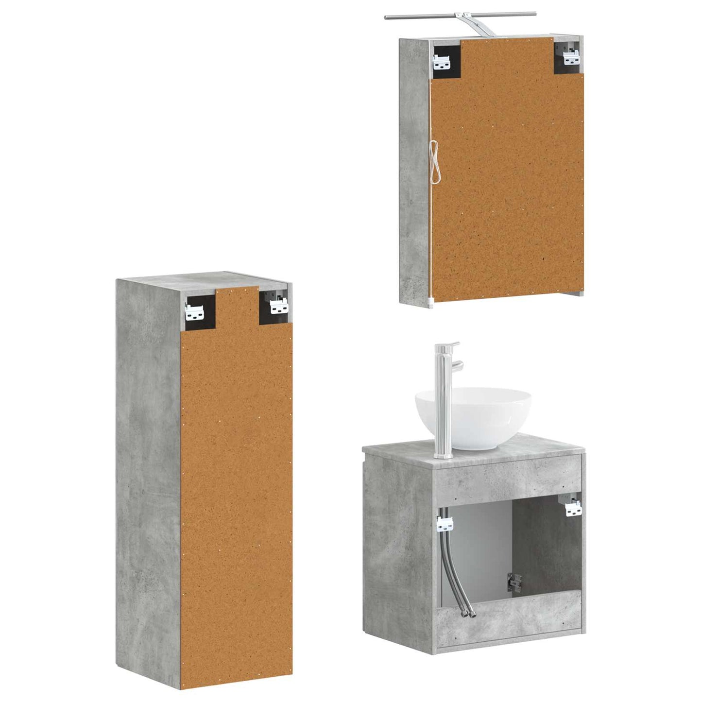 Bathroom Furniture Set 4 pcs Concrete Grey