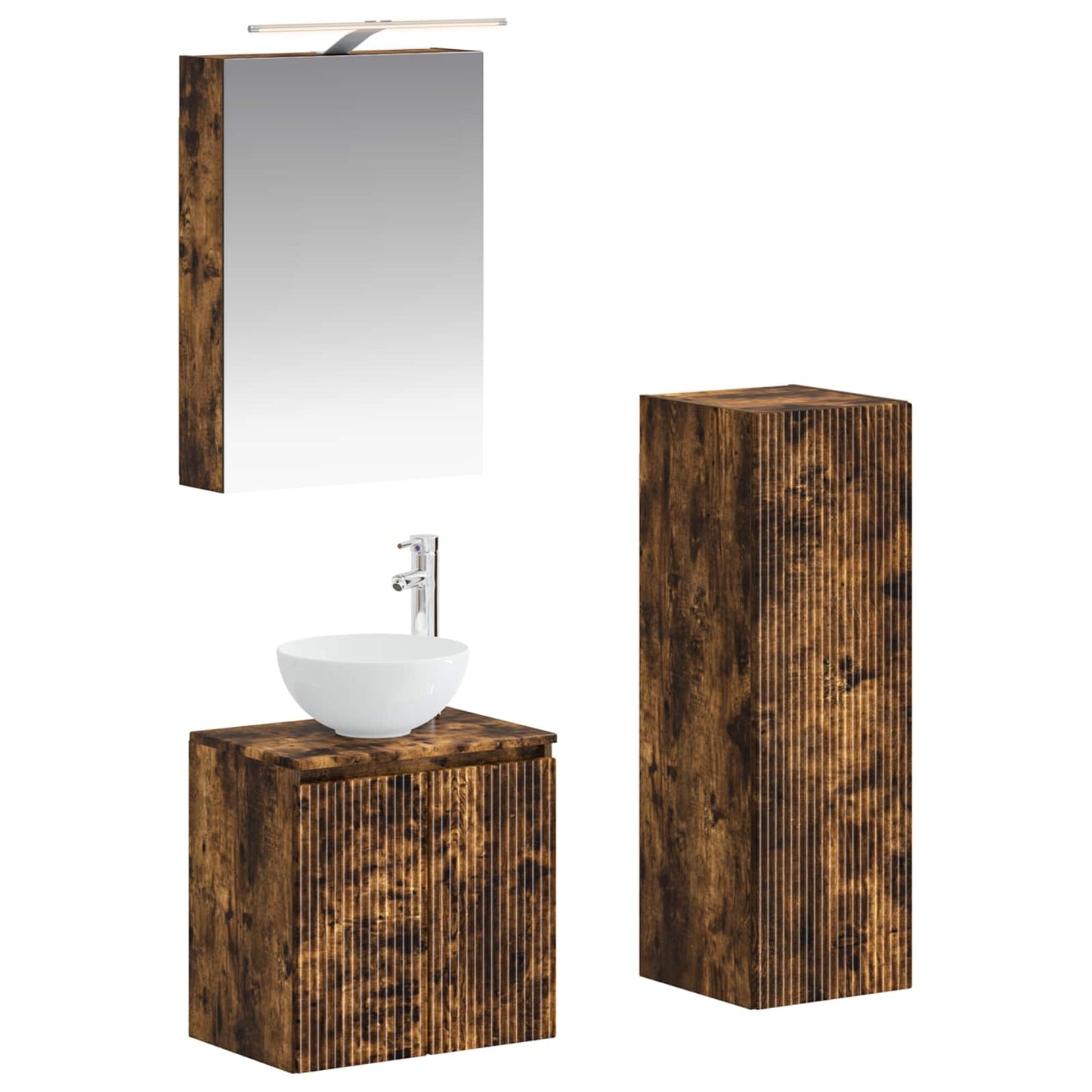 Bathroom Furniture Set 4 pcs Smoked Oak