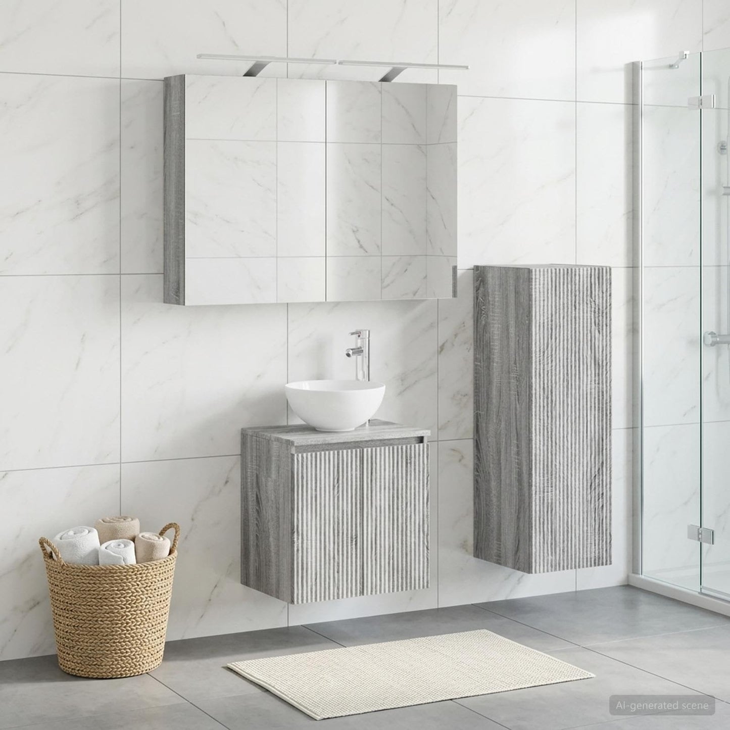 Bathroom Furniture Set 4 pcs Grey Sonoma