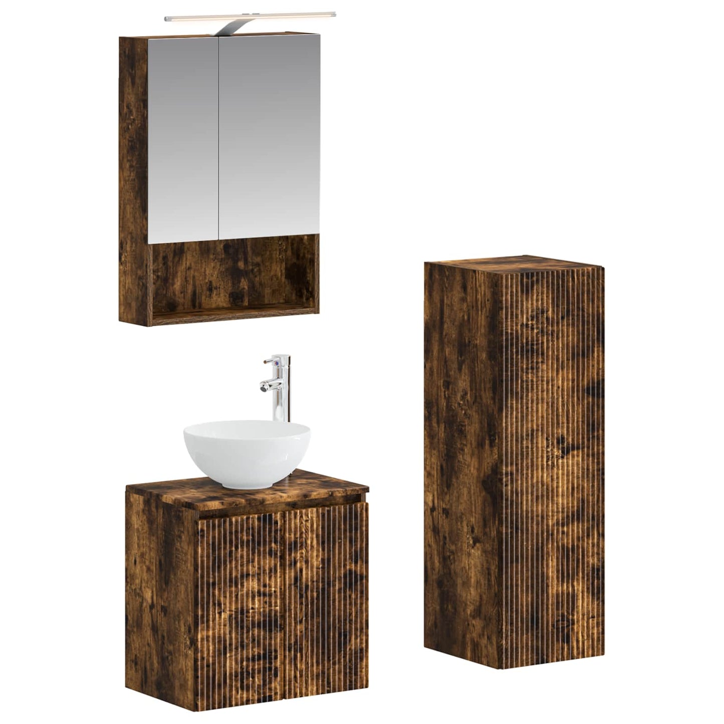 Bathroom Furniture Set 4 pcs Smoked Oak
