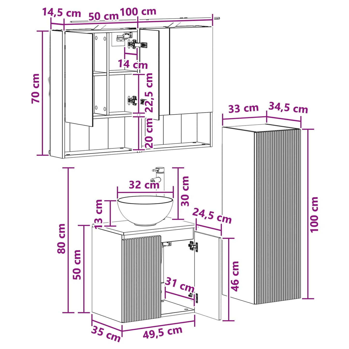 Bathroom Furniture Set 4 pcs Artisan Oak