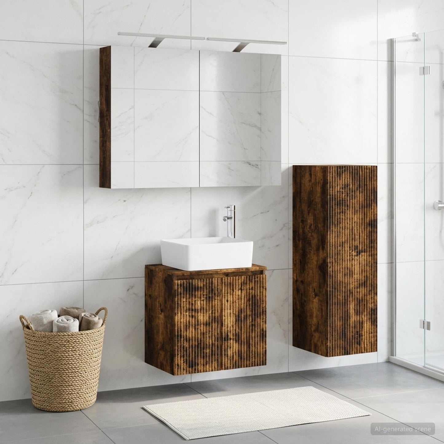Bathroom Furniture Set 4 pcs Smoked Oak