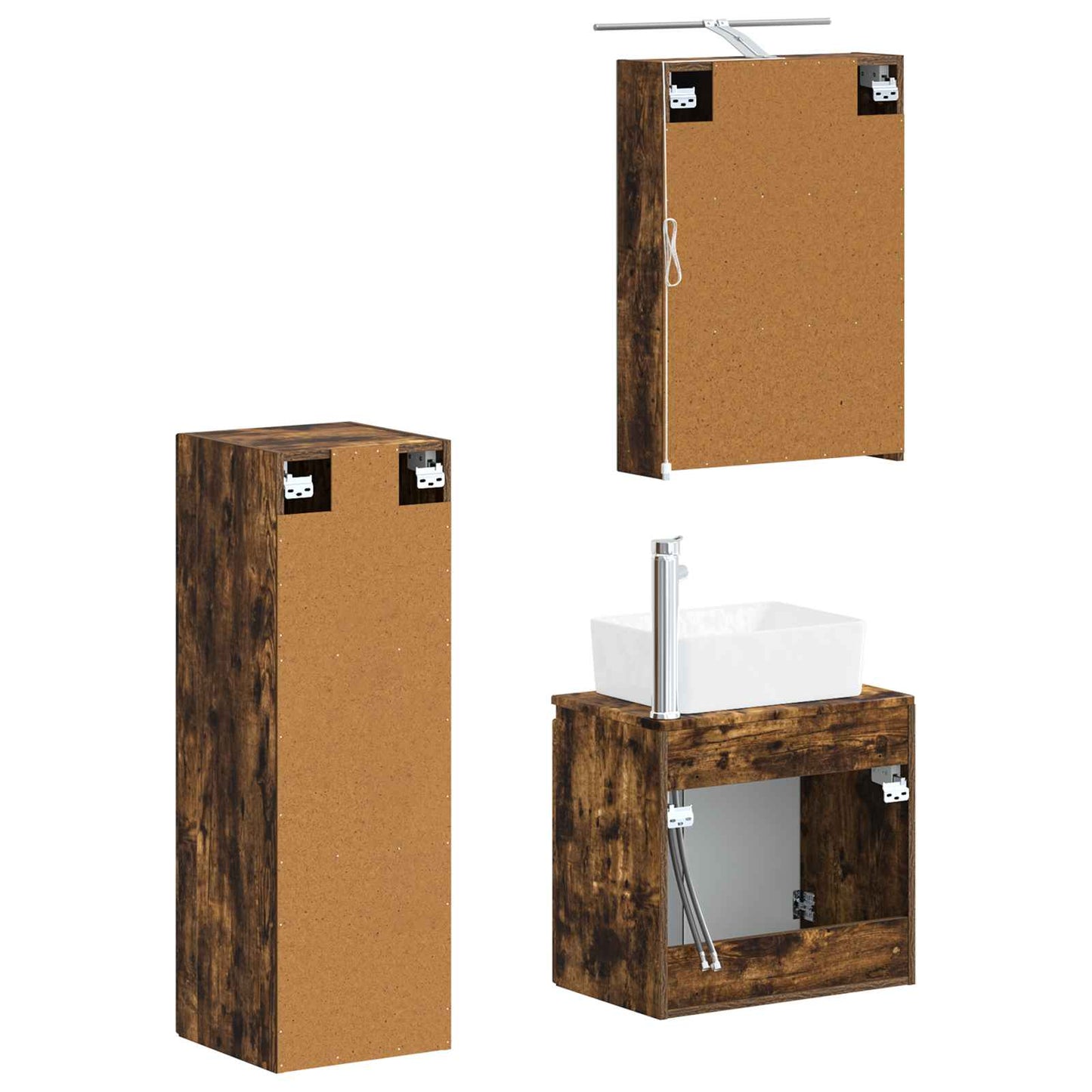 Bathroom Furniture Set 4 pcs Smoked Oak