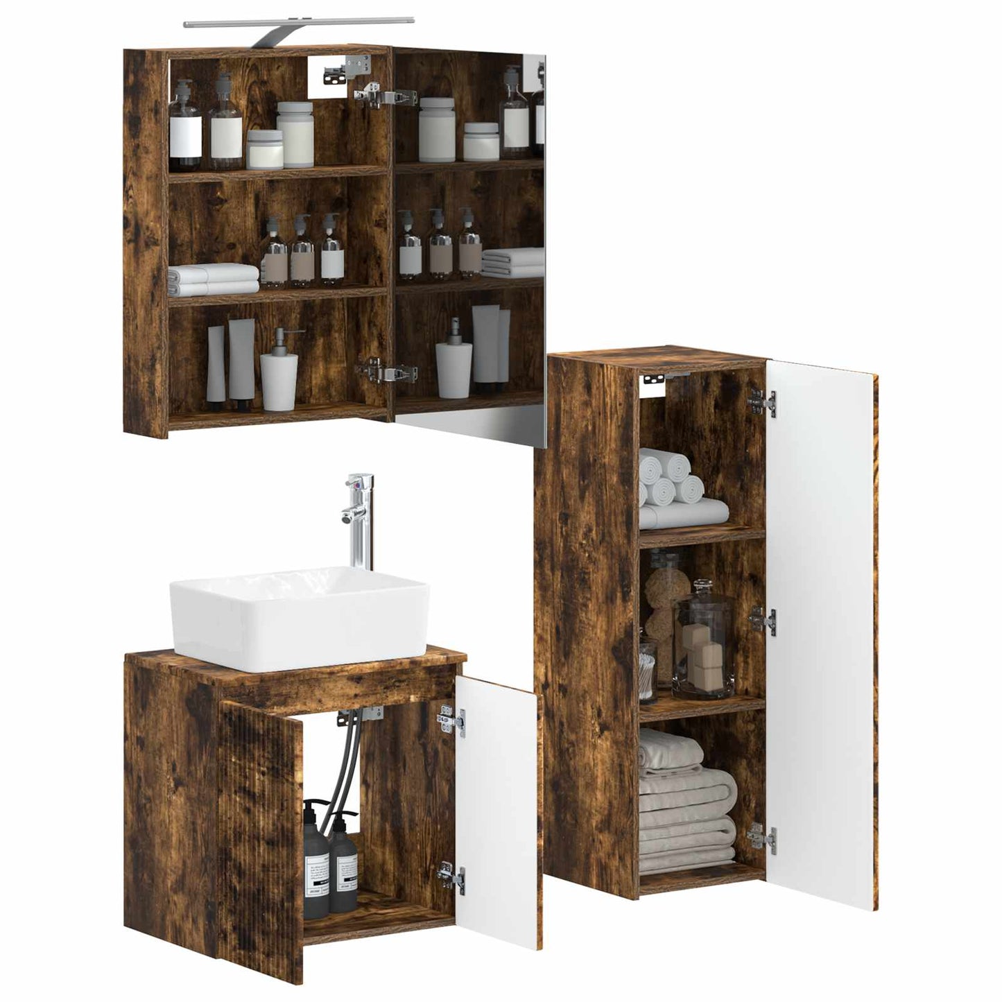 Bathroom Furniture Set 4 pcs Smoked Oak