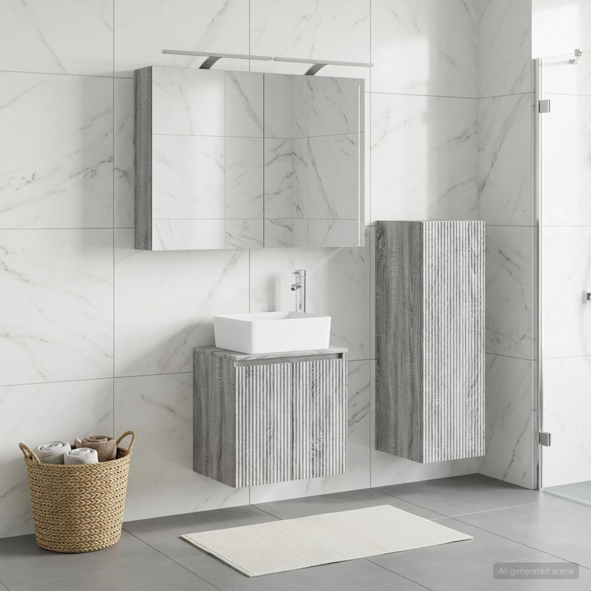 Bathroom Furniture Set 4 pcs Grey Sonoma