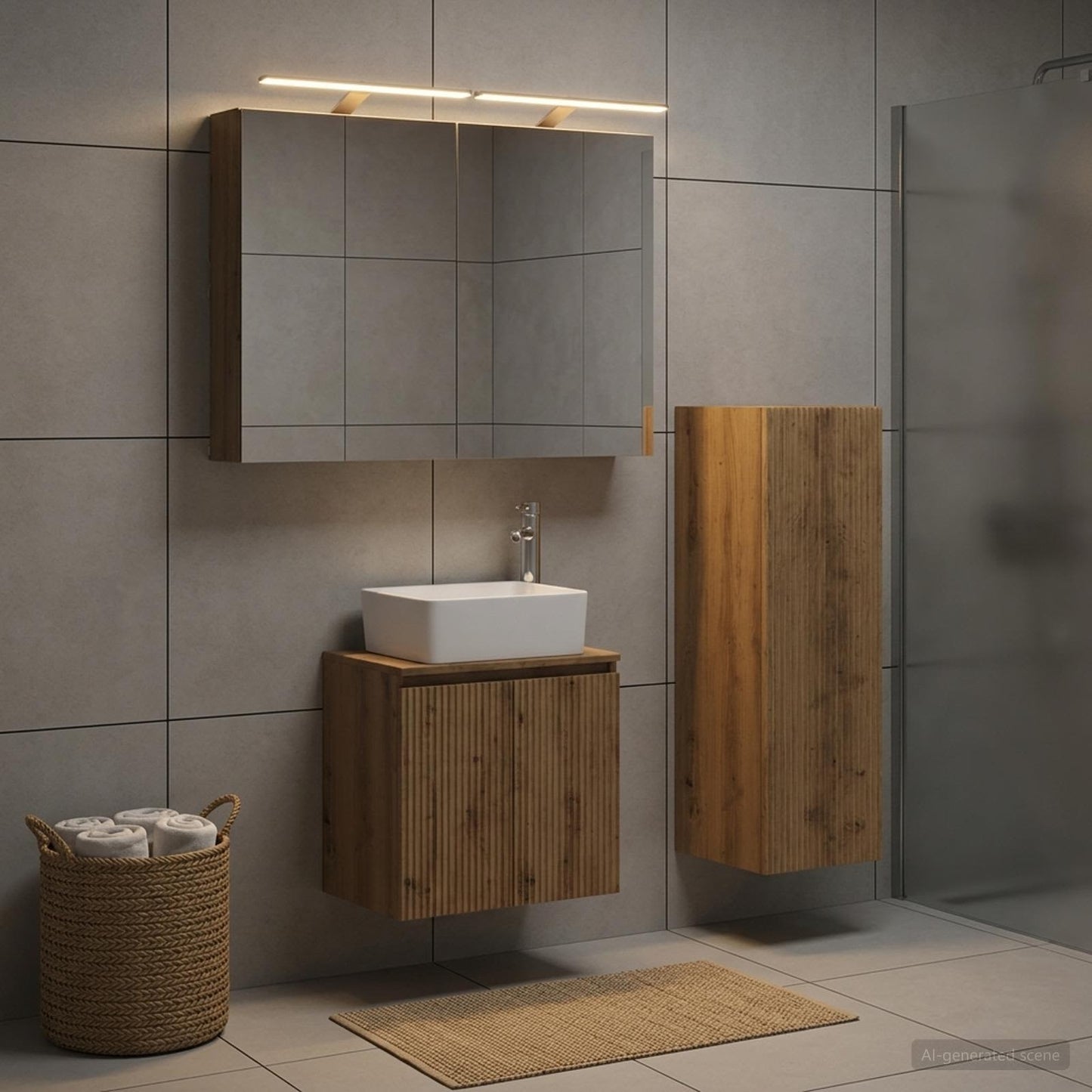 Bathroom Furniture Set 4 pcs Artisan Oak