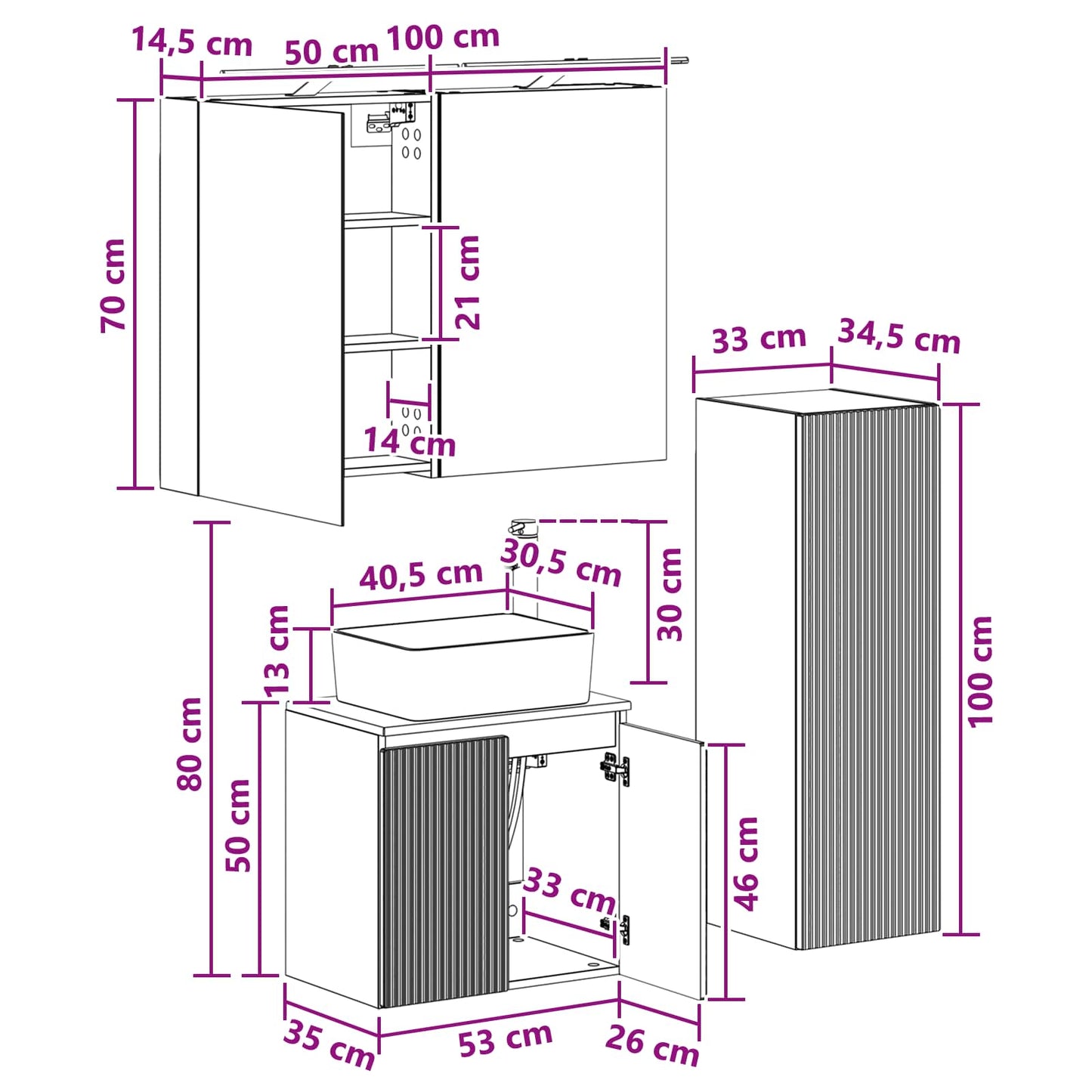 Bathroom Furniture Set 4 pcs Artisan Oak