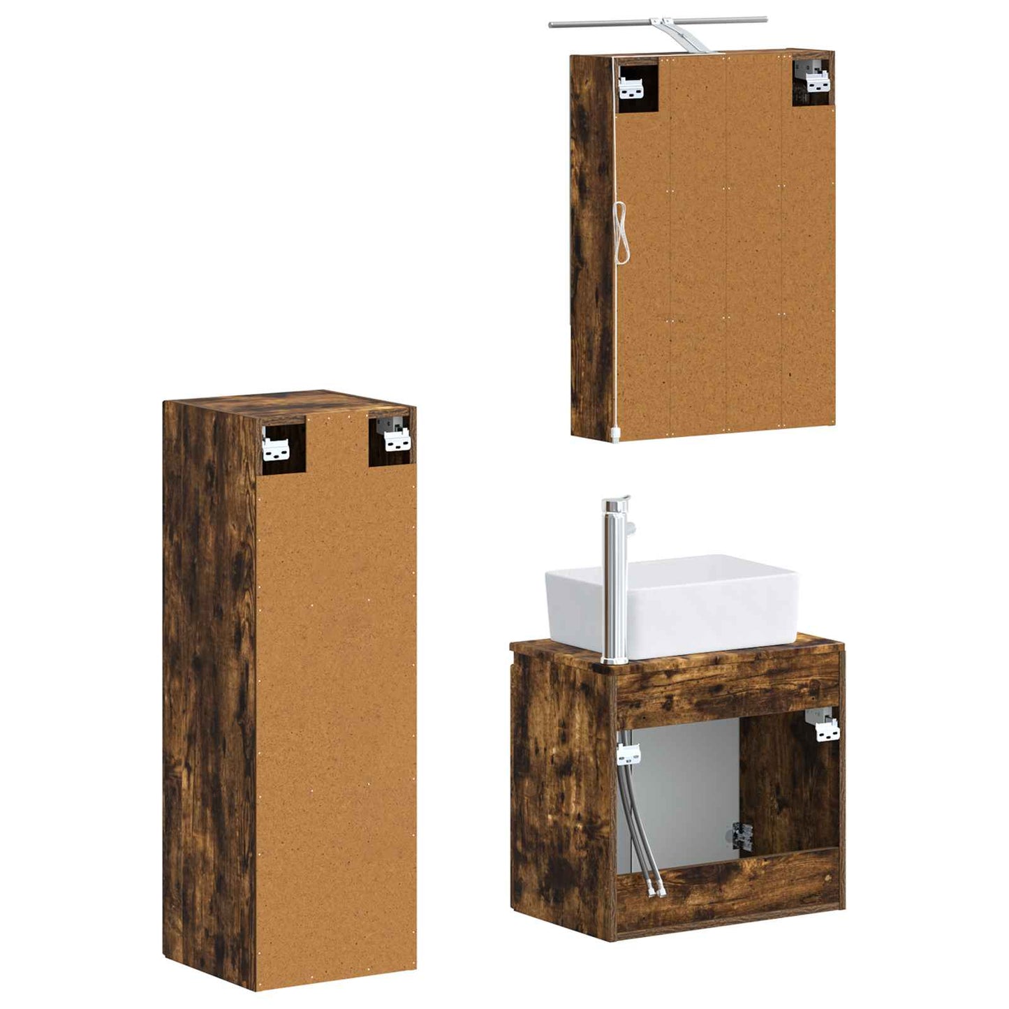 Bathroom Furniture Set 4 pcs Smoked Oak