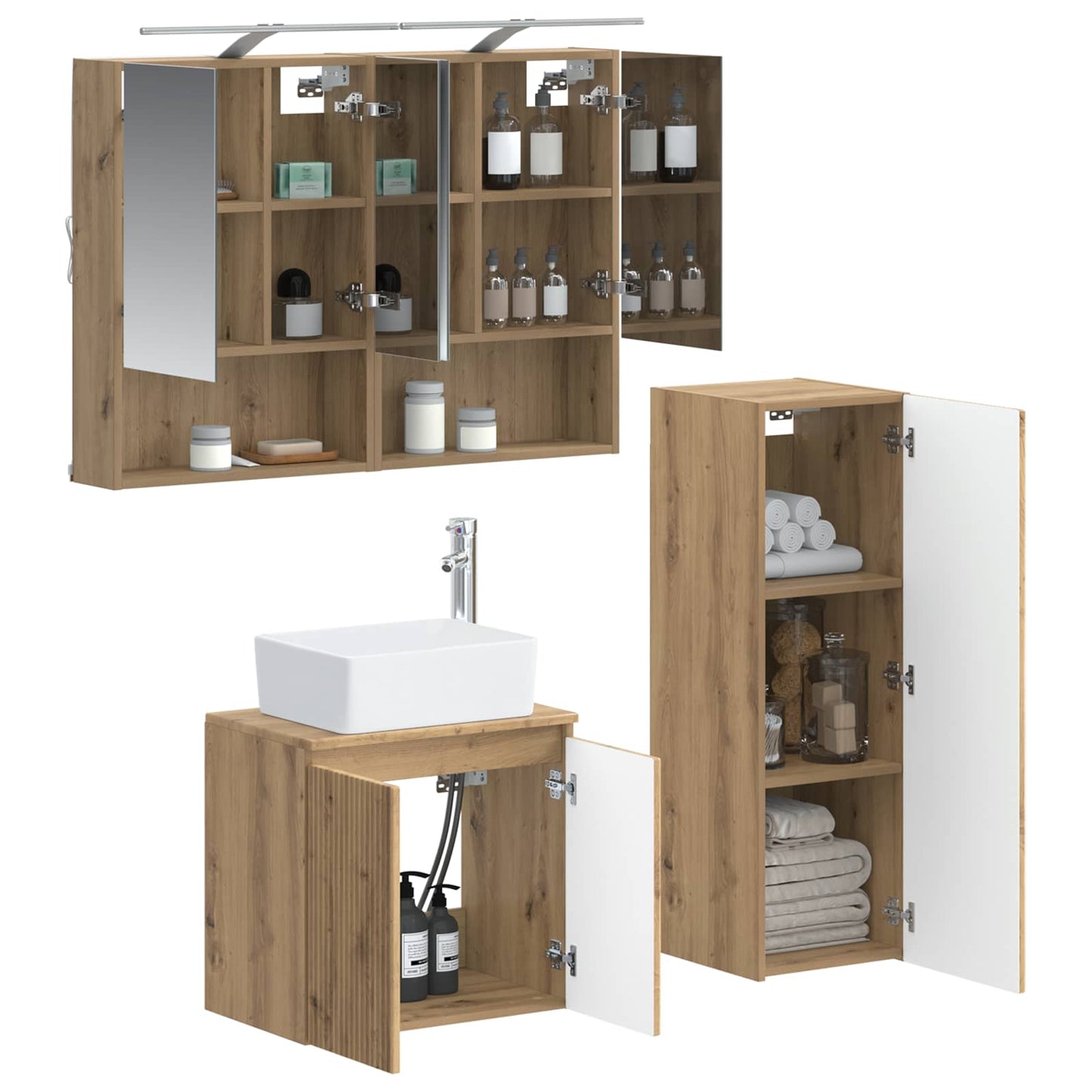 Bathroom Furniture Set 4 pcs Artisan Oak