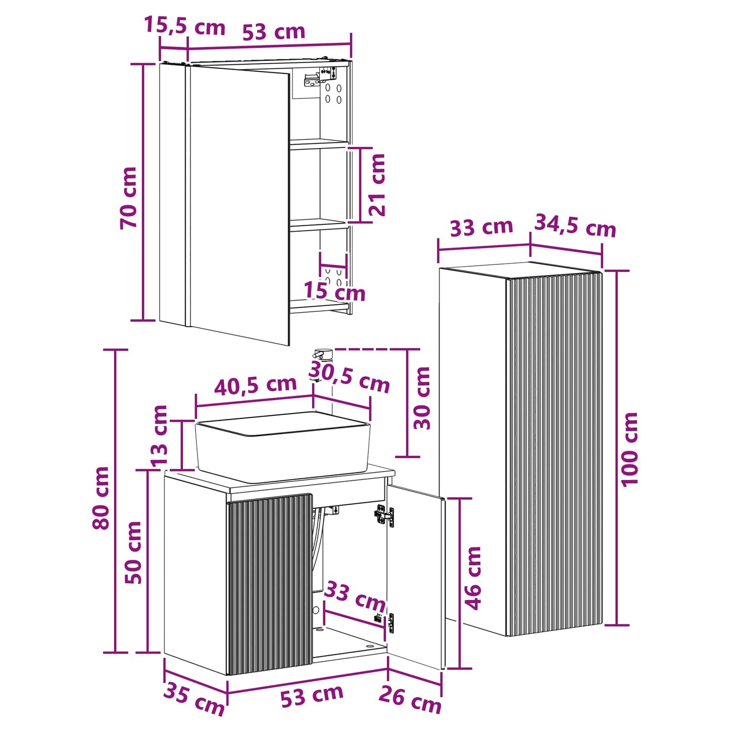 Bathroom Furniture Set 4 pcs Smoked Oak