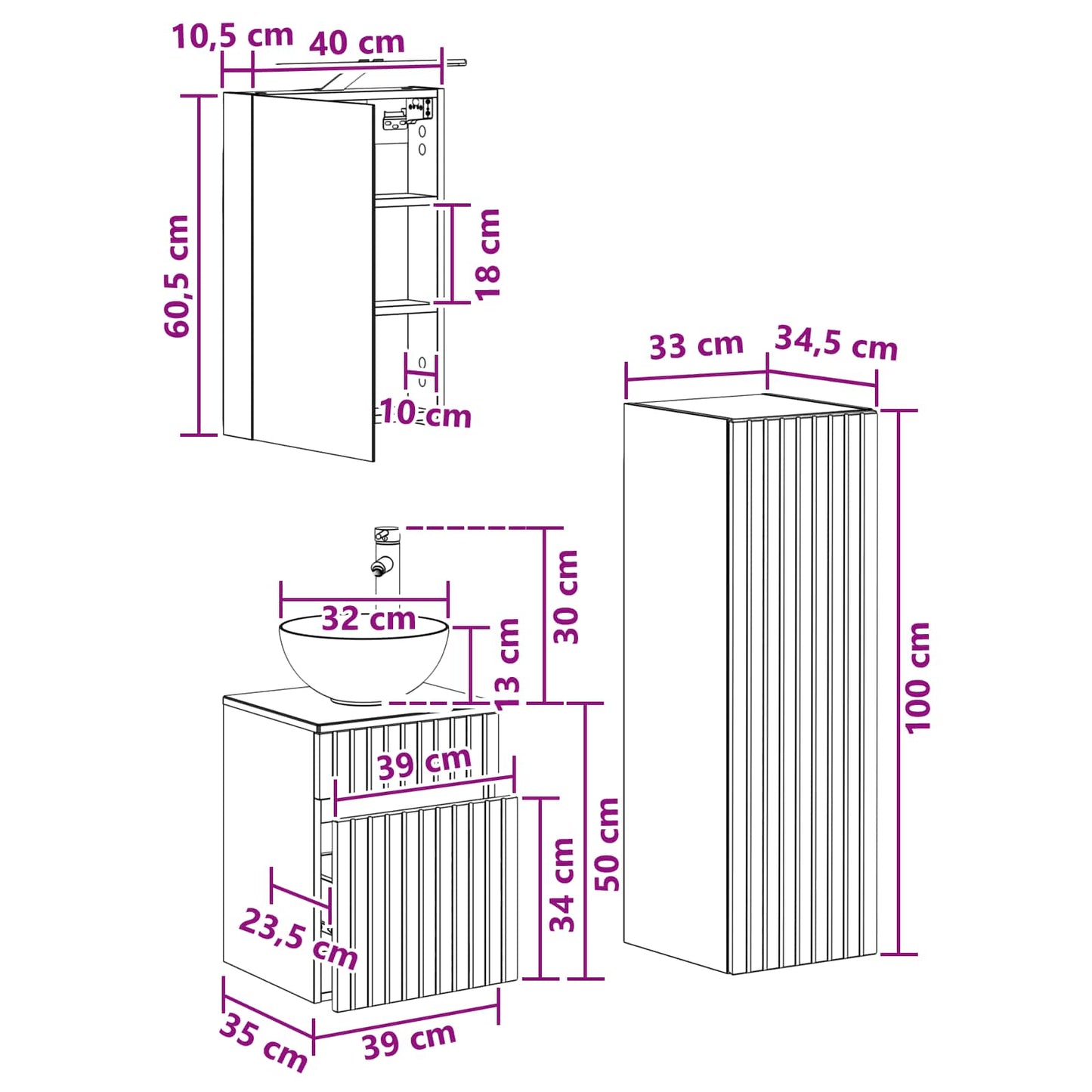 Bathroom Furniture Set 4 pcs Sonoma Oak