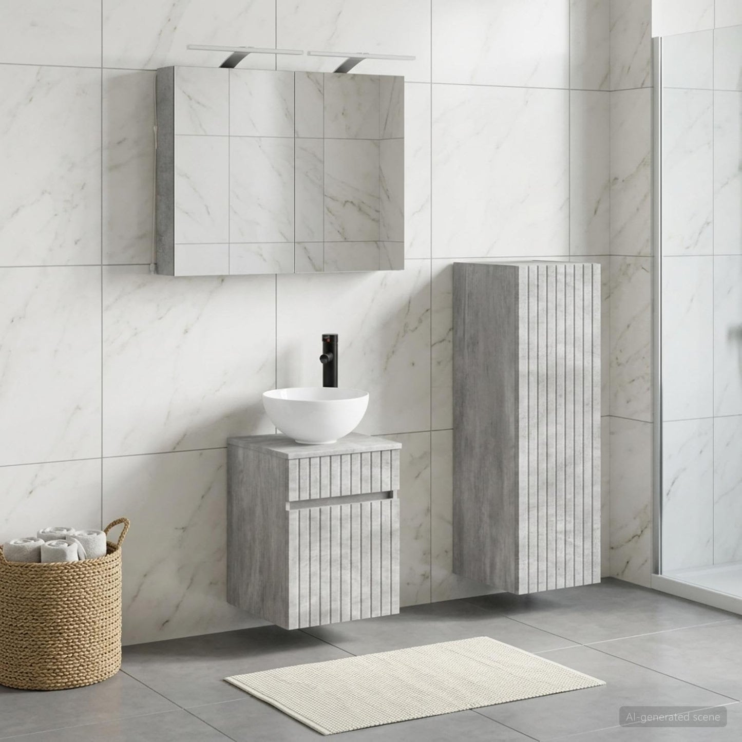 Bathroom Furniture Set 4 pcs Concrete Grey
