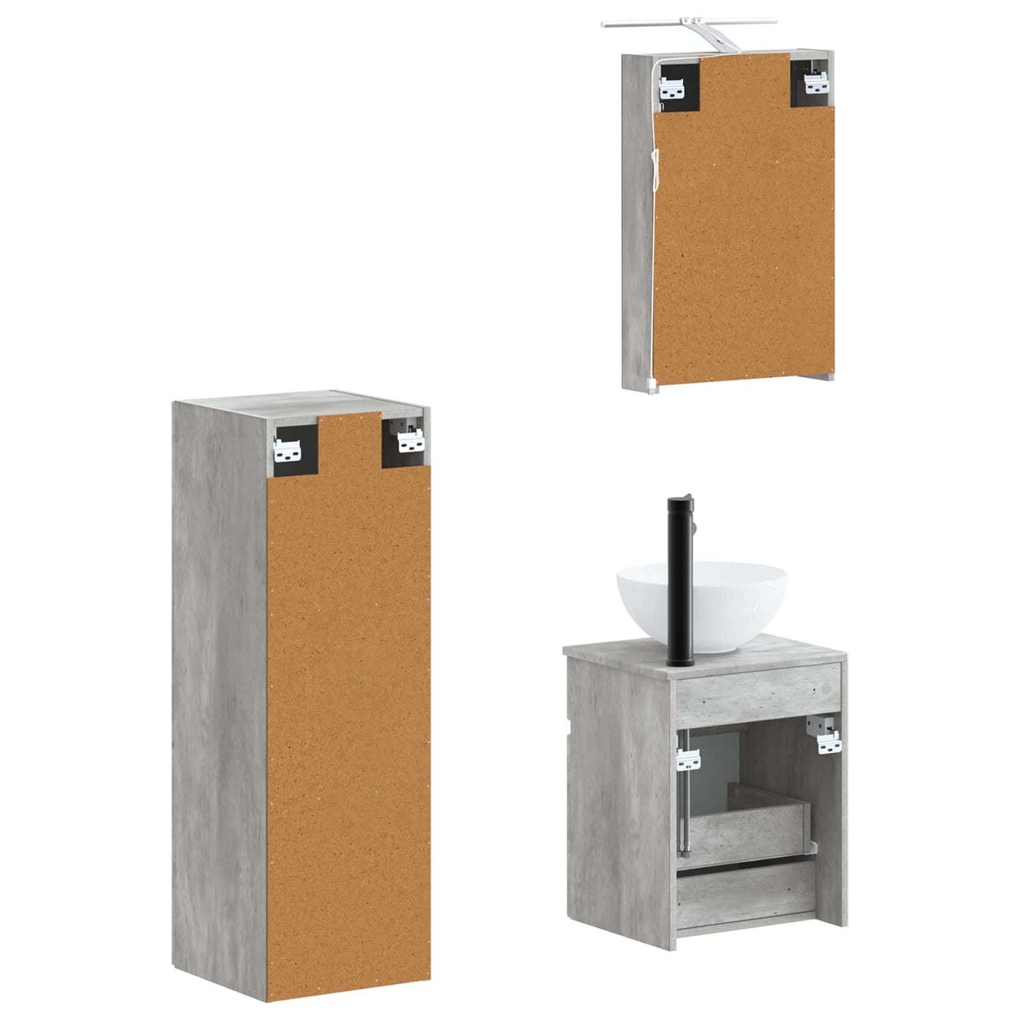Bathroom Furniture Set 4 pcs Concrete Grey