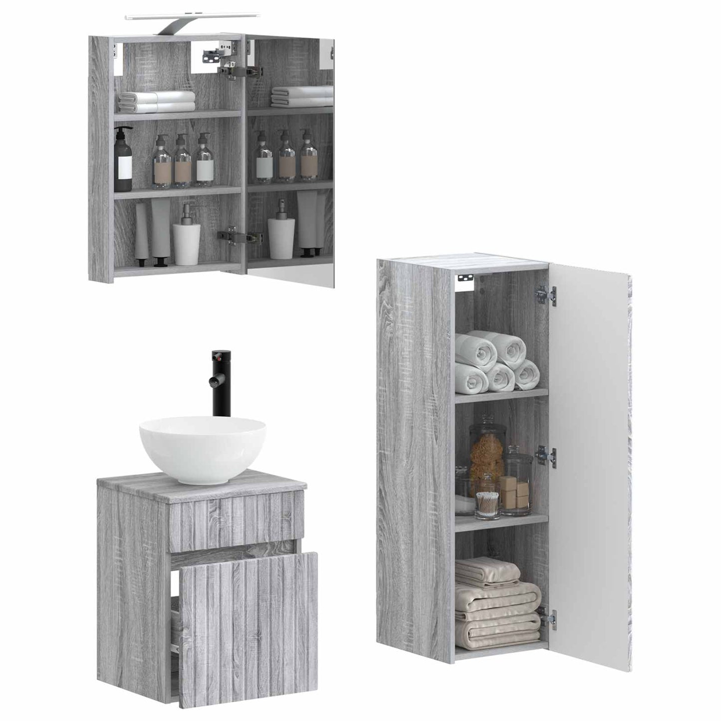 Bathroom Furniture Set 4 pcs Grey Sonoma