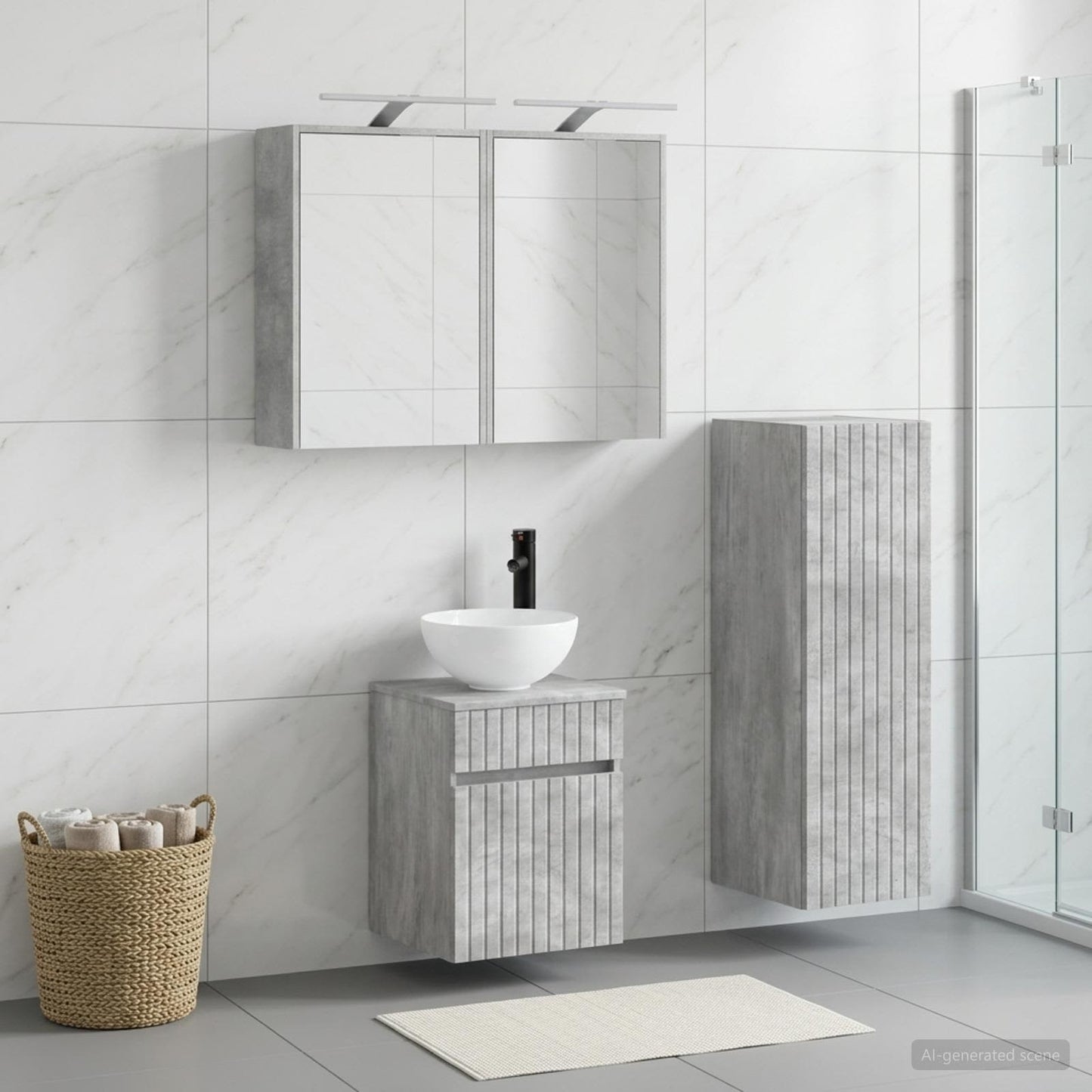 Bathroom Furniture Set 4 pcs Concrete Grey