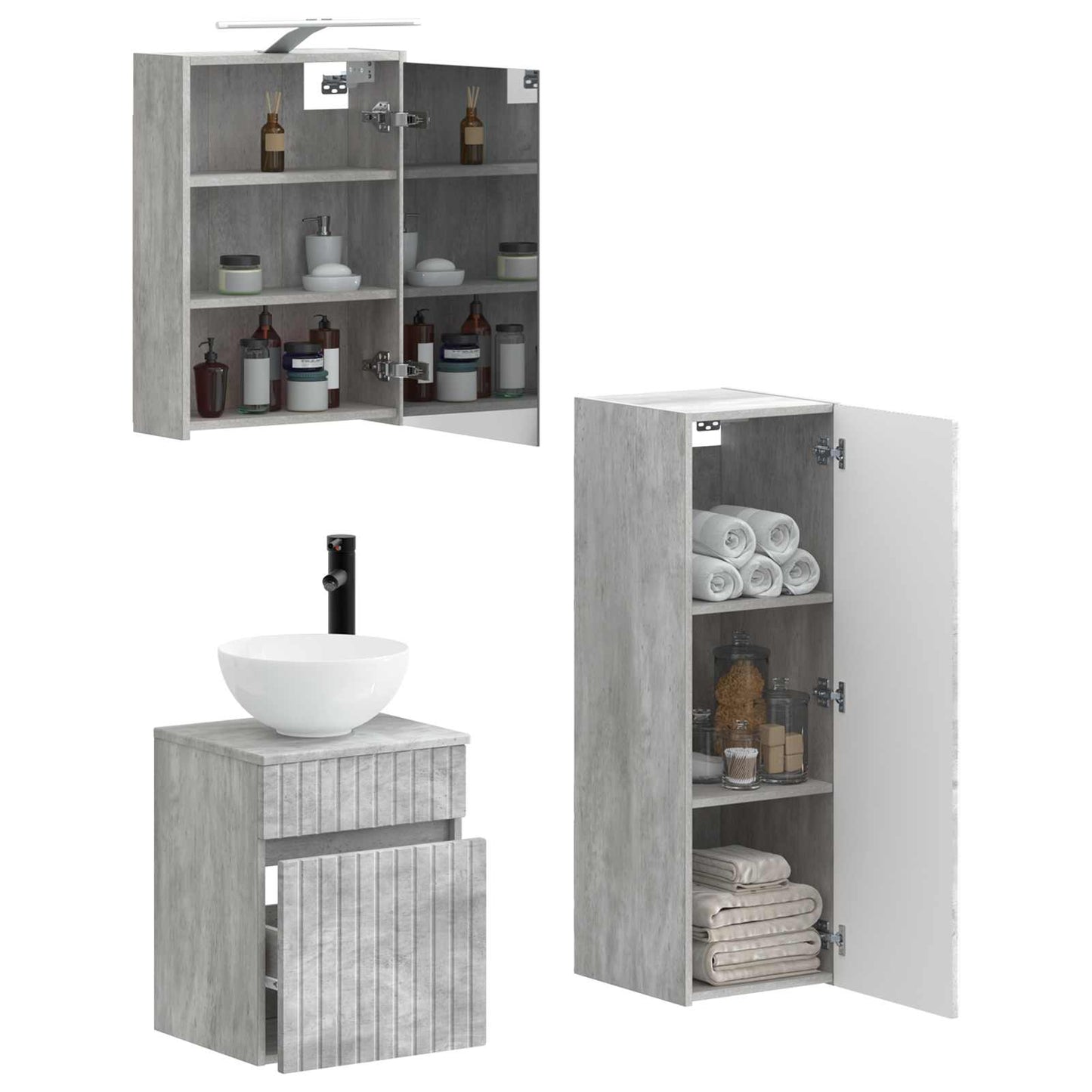 Bathroom Furniture Set 4 pcs Concrete Grey