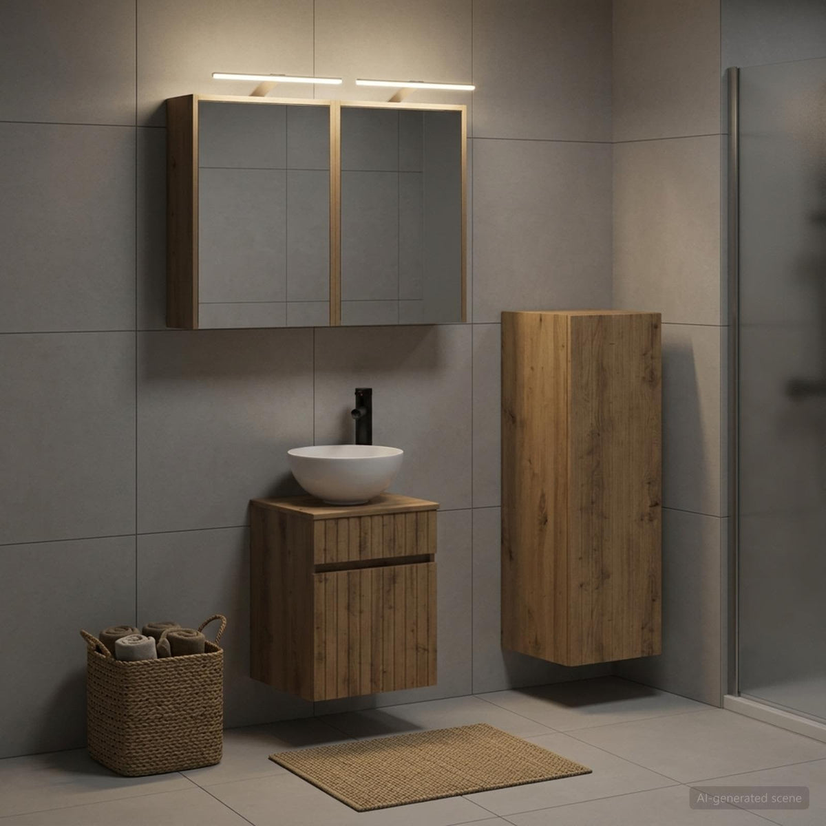 Bathroom Furniture Set 4 pcs Artisan Oak