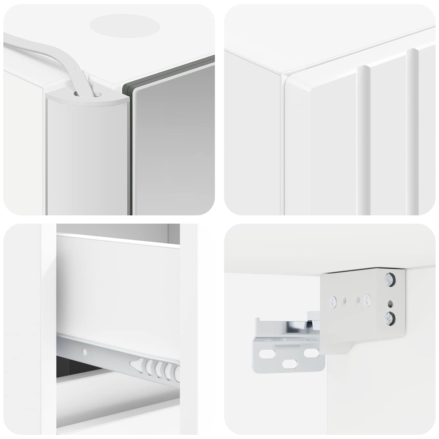 Bathroom Furniture Set 4 pcs White Engineered Wood and Glass