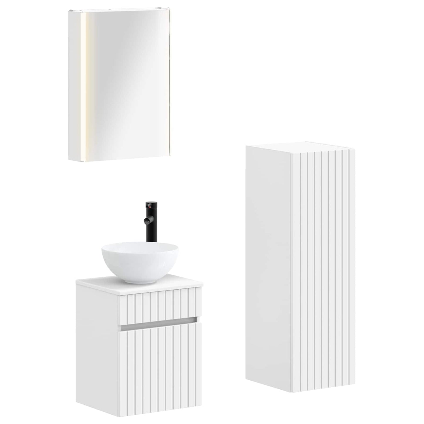 Bathroom Furniture Set 4 pcs White Engineered Wood and Glass