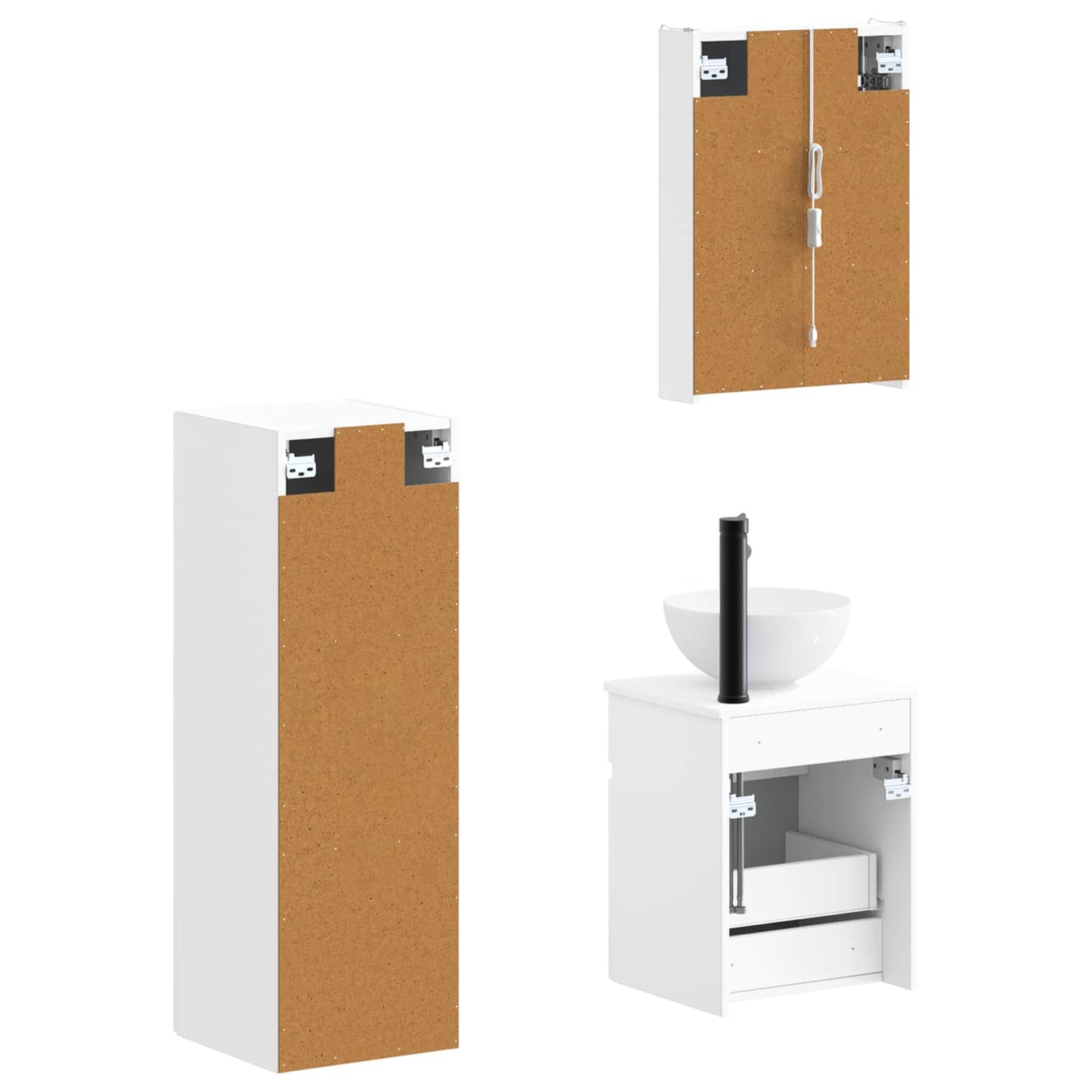 Bathroom Furniture Set 4 pcs White Engineered Wood and Glass