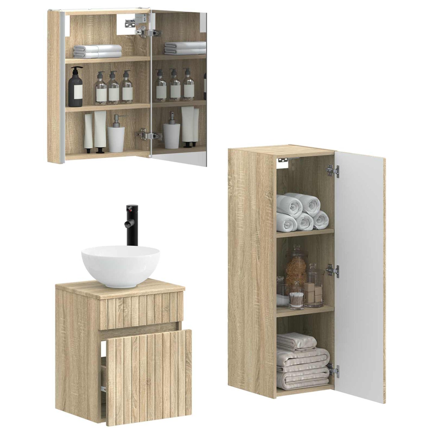 Bathroom Furniture Set 4 pcs Sonoma Oak