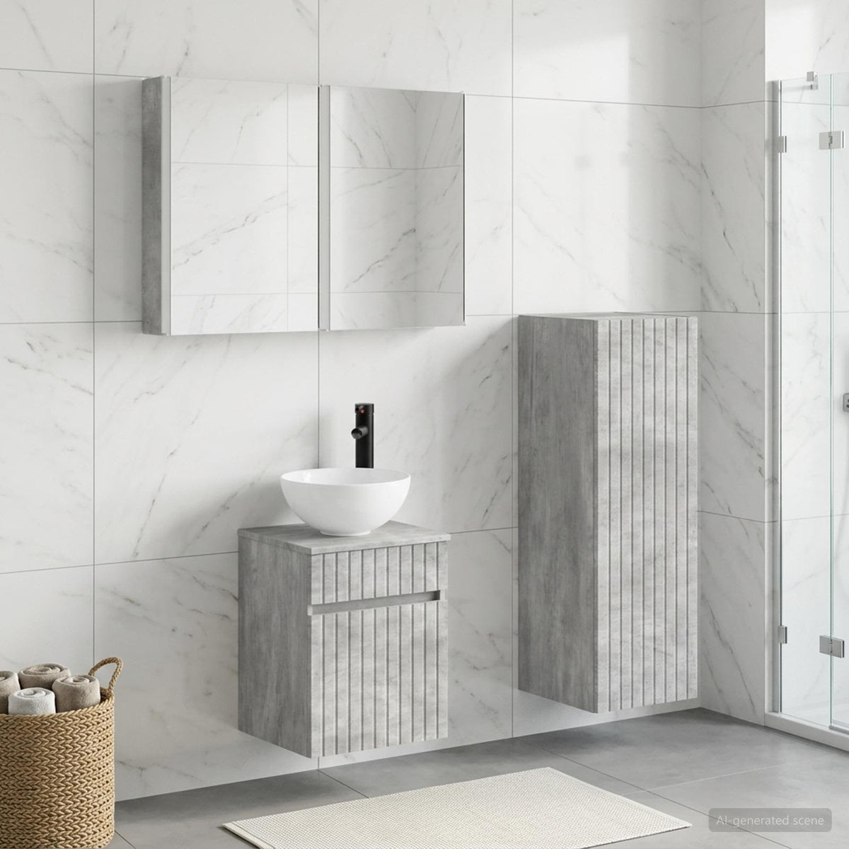 Bathroom Furniture Set 4 pcs Concrete Grey
