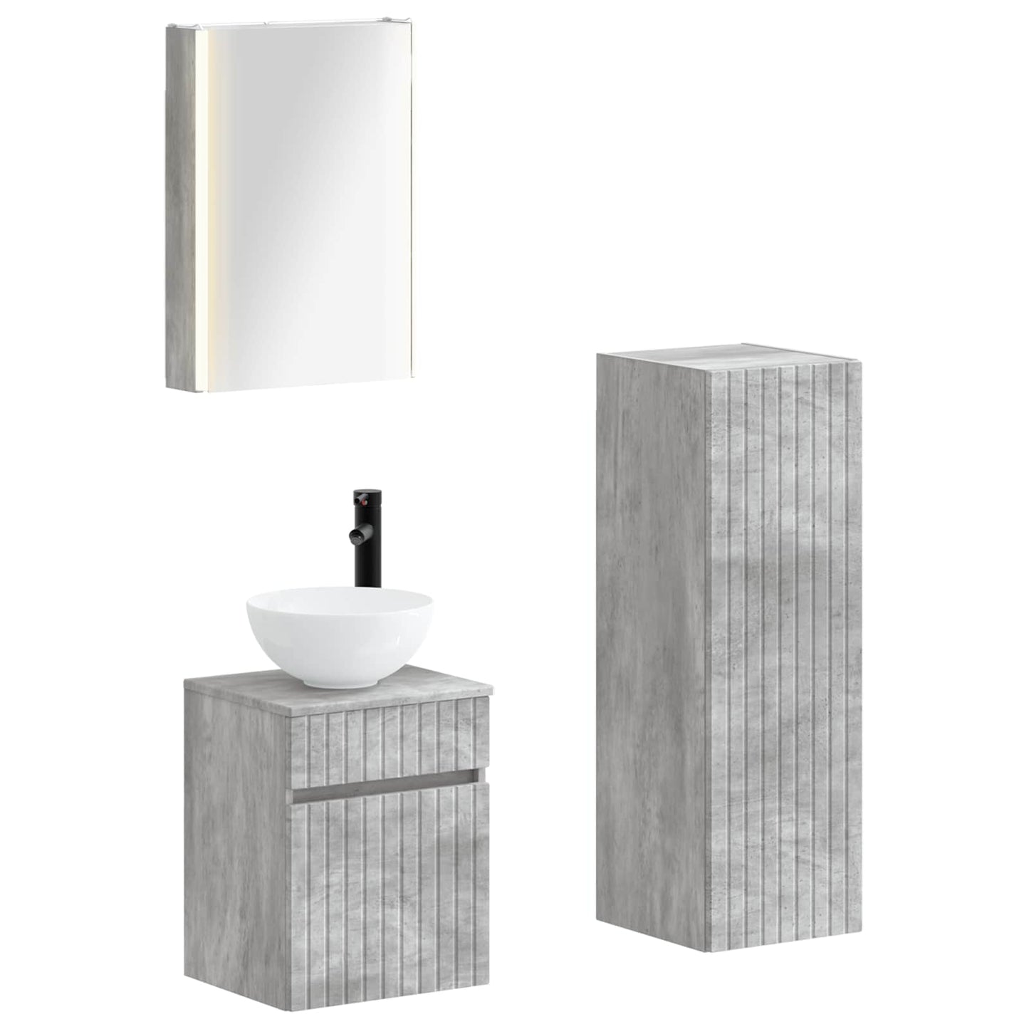 Bathroom Furniture Set 4 pcs Concrete Grey