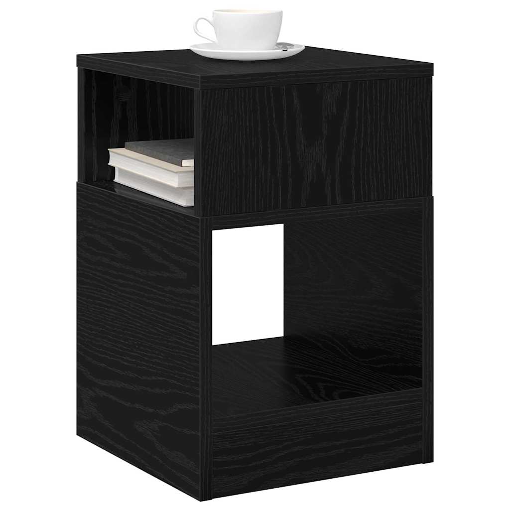 End Table 2 pcs Black Oak 30.5 x 30 x 45 cm Engineered Wood