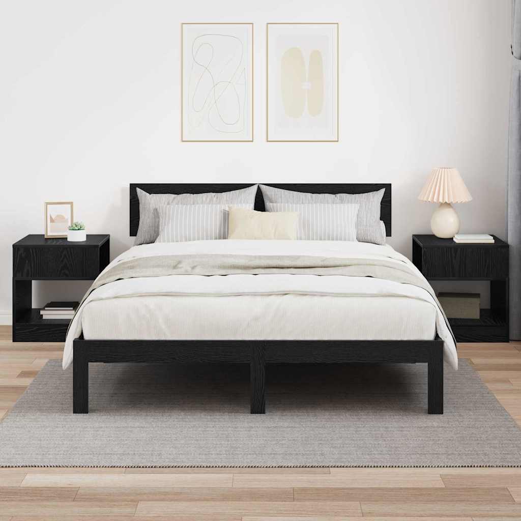 End Table 2 pcs Black Oak 40.5 x 40 x 45 cm Engineered Wood