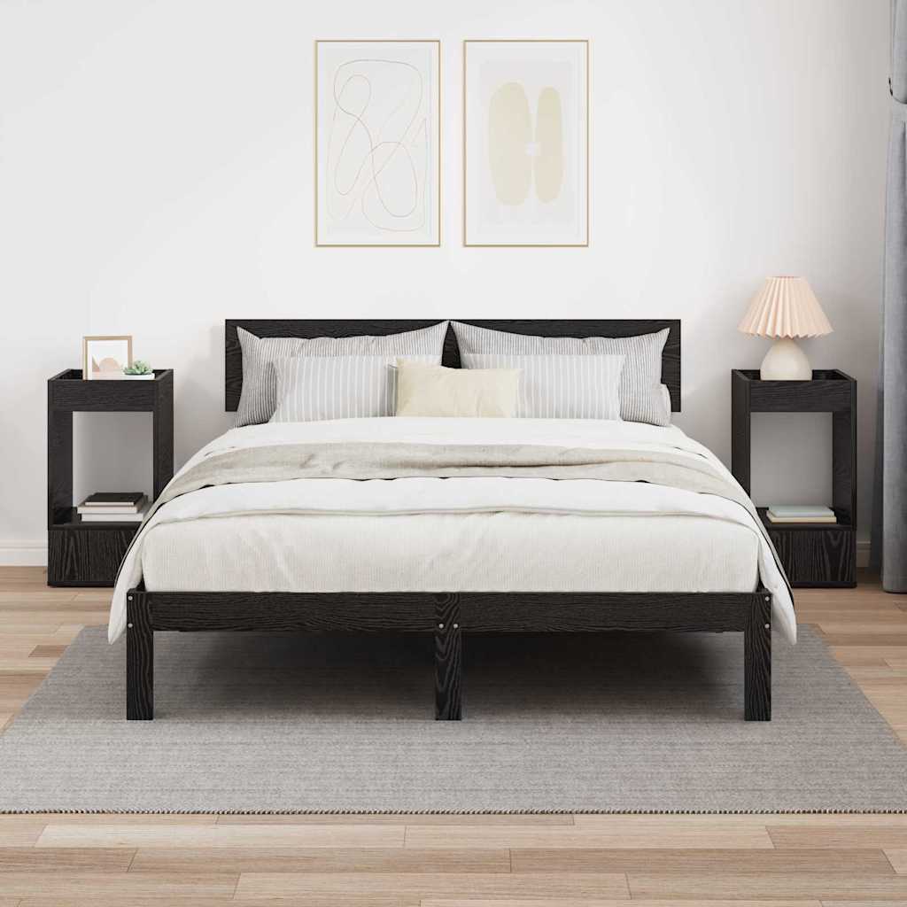End Table 2 pcs Black Oak 30 x 30 x 56 cm Engineered Wood