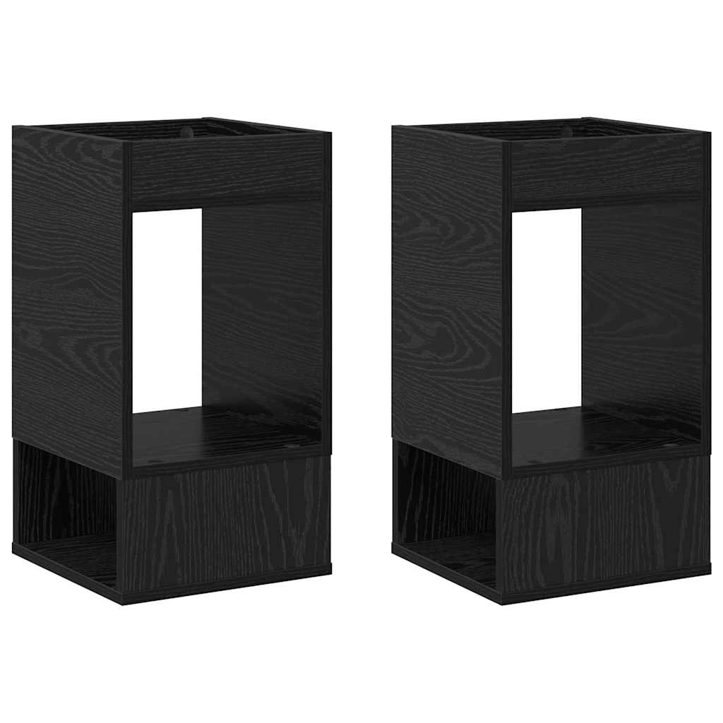 End Table 2 pcs Black Oak 30 x 30 x 56 cm Engineered Wood
