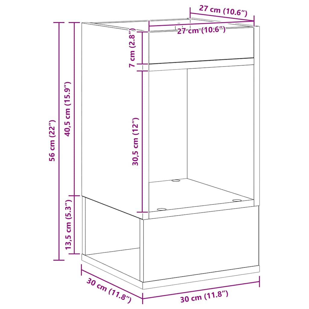 End Table Old Wood 30 x 30 x 56 cm Engineered Wood