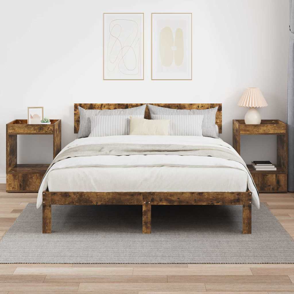 End Table 2 pcs Smoked Oak 40 x 40 x 56 cm Engineered Wood