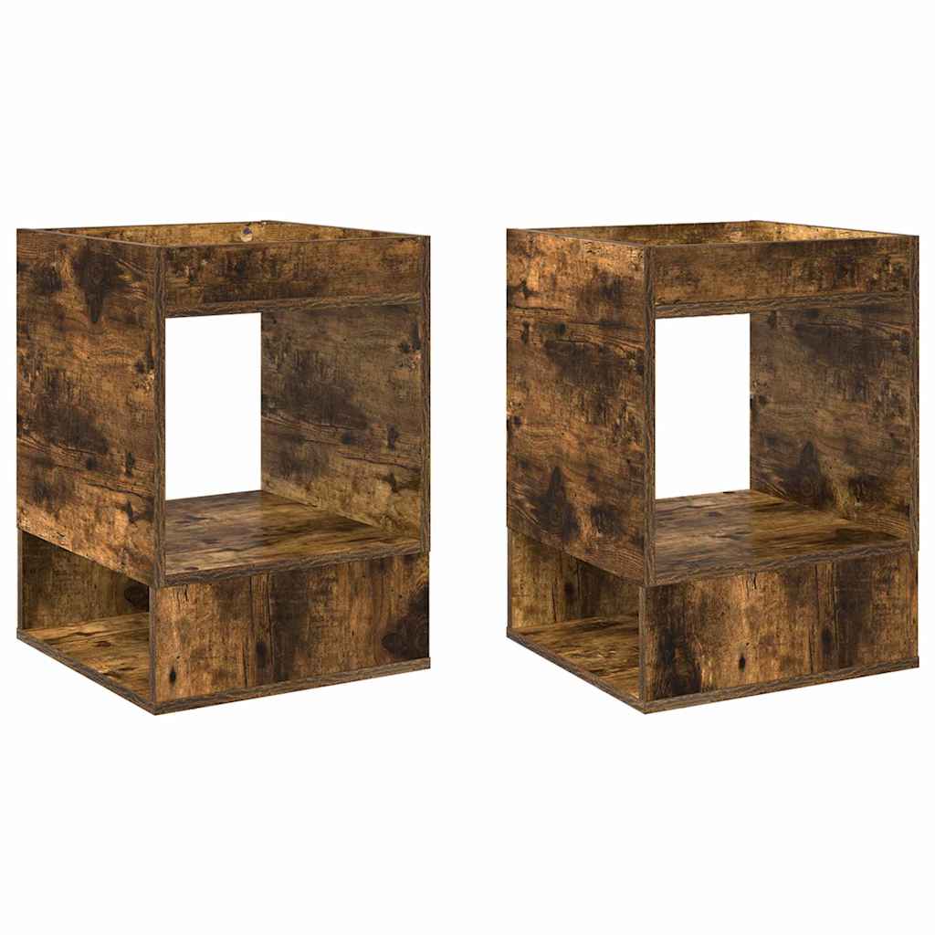 End Table 2 pcs Smoked Oak 40 x 40 x 56 cm Engineered Wood